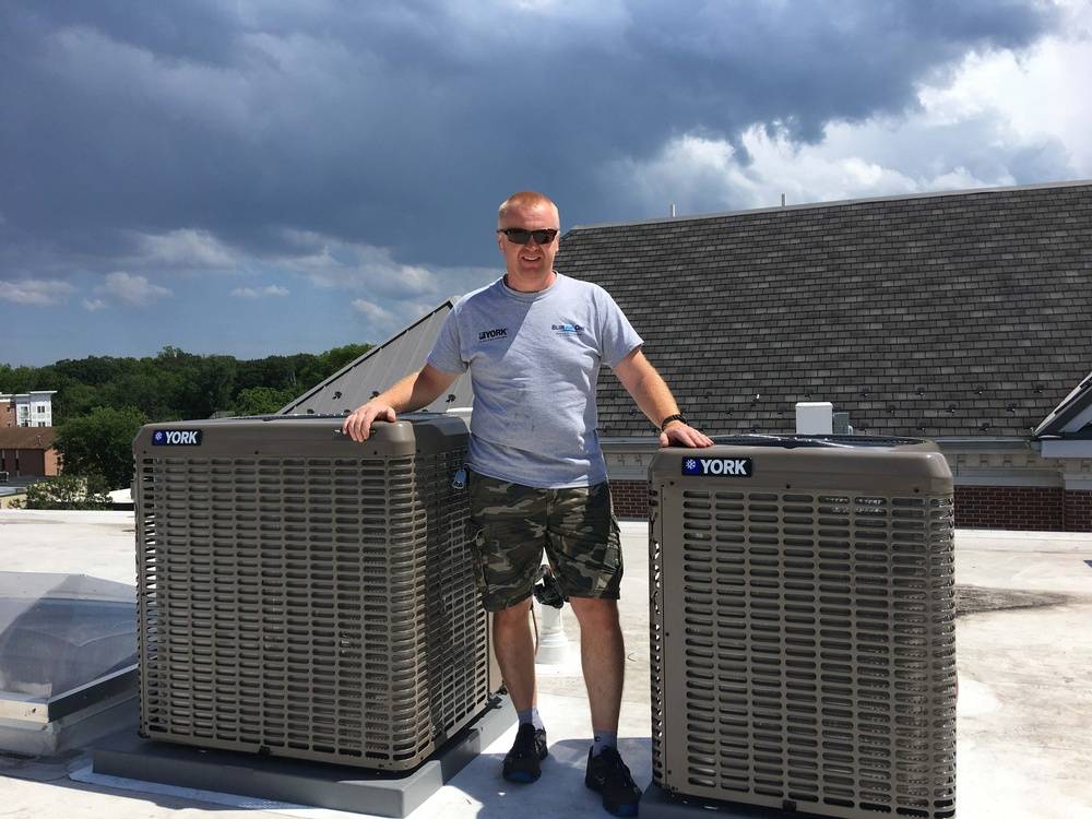 Commercial rooftop HVAC installation